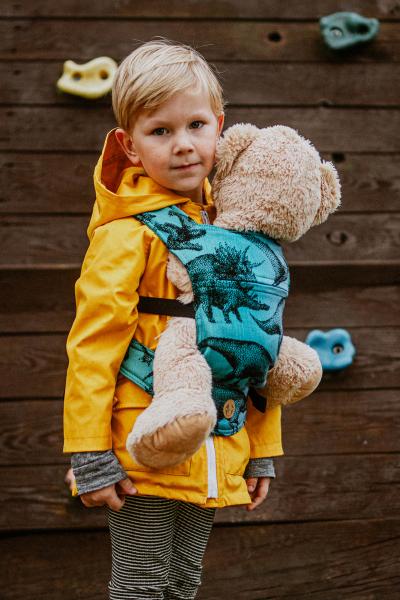 LennyLamb Puppentragehilfe mit Schnallen Jurassic Park DINOS BLAU-GRÜN